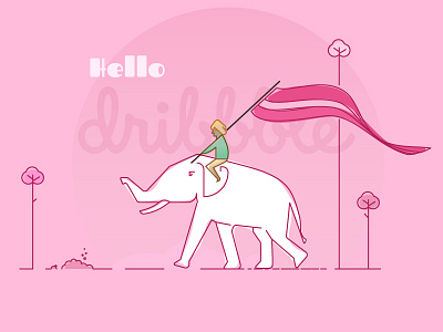 Hello, dribbble! debut hello long flag white elephant