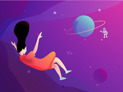 Lost adobe character dream girl illustration lost planet sketchapp space vector