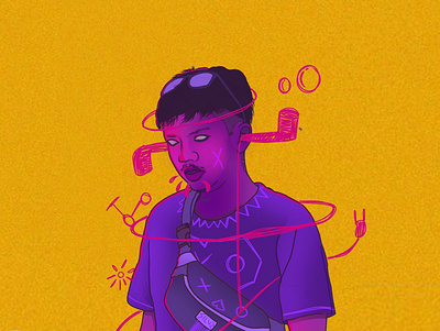 Purple Bubble man illustration