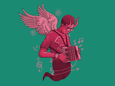Dance with the Accordion graphic design illustration vector