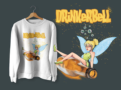 Drinkerbell - Shirt Design art cartoon design digital art funny graphic design illustration merch design photoshop shirt design tshirt design