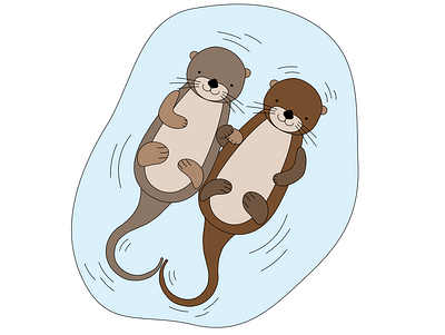 Otters in Love animals figma illustration logo sticker vector