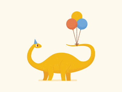 Partysaurus balloons birthday dino dinosaur illustration invitation kids party wip