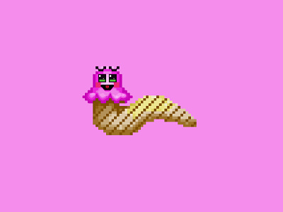 ice cream worm,pixel art illustration