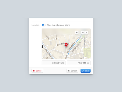 Map dialog form gps input map popup store switch toggle ui window