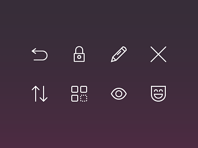 Menu Icons back close edit eye genre icons lock login mask pencil select sort