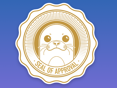 Seal of Approval Sticker animal approval funny gold pun seal sticker
