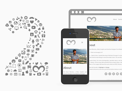 OM v2 "Shapeshifter" flat gray iphone number portfolio preview redesign rwd two vector website