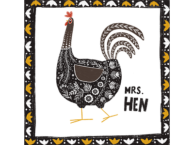Mrs. Hen chicken illustration procreate