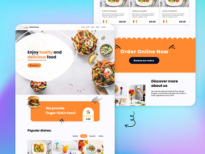 Restaurant website concept branding clean design figma food food delivery home page homepage landing page meal online ordering photography restaurant ui ux web web design website website design