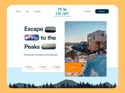 Peak Escape - Hotel Web Landing Page accommodation booking branding clean design design infinity figma home page hotel app hotel cabin hotel website landing page minimal reservation travel ui ui design ux design web design website design