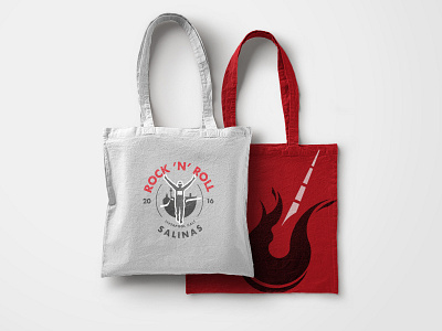 Totebags for Rock n Roll Realbuzz Runners // 2016 bag guitar mockup red rock roll tote totebag