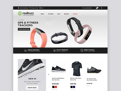 realbuzz Store Concept design ecommerce fitness navigation shop sport store trainers ui web web design website