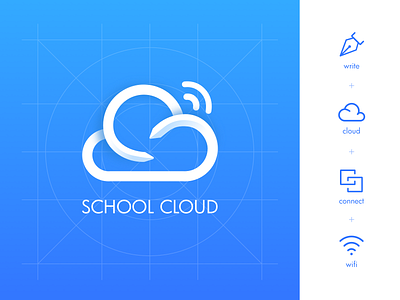 School Cloud - Logo Design brand connect education internet logo school wifi write