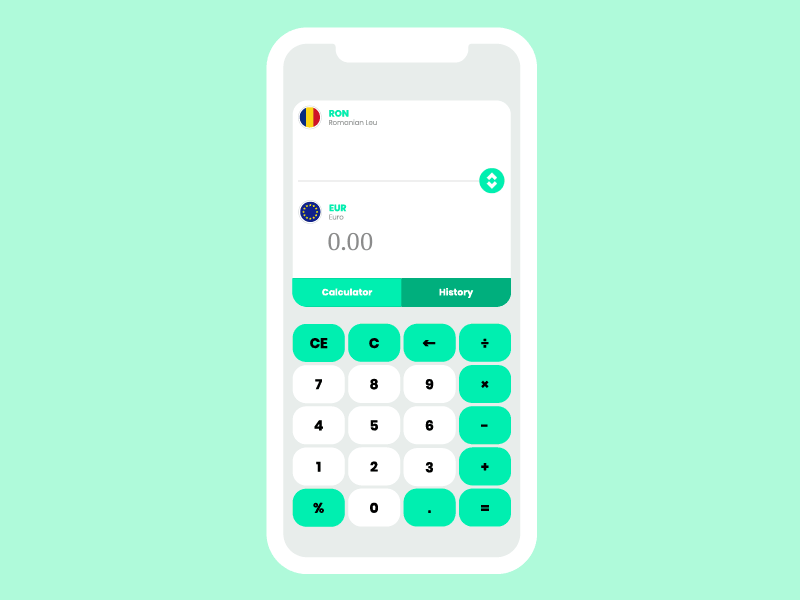 Calculator + converter app 2d after affects animation app calculator currency converter dailyui design flat ui