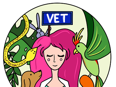 Veterinarian logo animals branding certificate character design custom illustration design illustration logo vet veterinarian