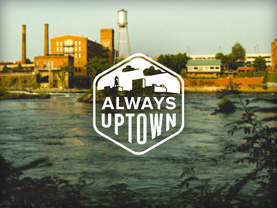 Always Uptown badge brand branding city cityscape columbus georgia illustration logo