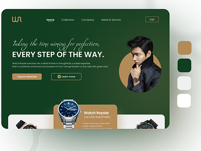 Website : Landing page design 003 concept daily ui dailyui design gold green luxury ui watch web web design website