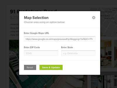 Map Selection button design green grey interface modal ui web design while