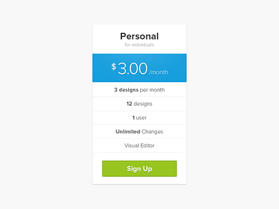 Personal buttons design interface pricing pricing page ui web design