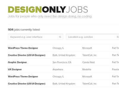DOJ black design green job board jobs ui web design white