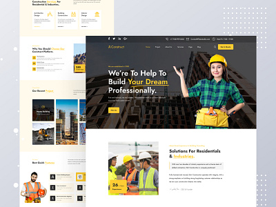 Construction Company Website. architecture building clean construction construction company graphic design homepage industrial business landingpage minimal real estate renovation typography ui uiux web design