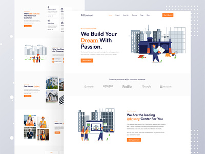 Construction Company Website architecture building clean construction construction company contractor design graphic design homepage illustration industrial business landing page minimal property real estate real estate agency real estate landing page ui ux web design