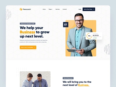 Business Coach & Consultant Landing Page business business consutling career coach coach coaching finance coach fleexstudio homepage landing page life coach life coaching mentor minimal personal portfolio speaker tax consultant training uiux web design