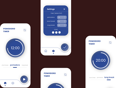 POMODORO TIMER app design graphic design typography ui ux