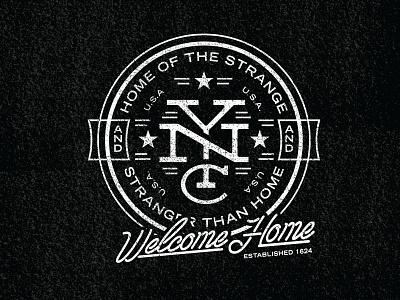 N.Y.C. Home of the Strange badge branding grit grunge illustration logo monogram new york typography vintage