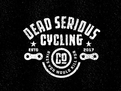 Dead Serious Cycling badge bicycle branding chain cycle grit grunge logo typography