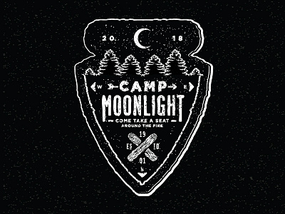 Camp Moonlight Nature Badge badge branding camp grit grunge illustration logo moon nature typography