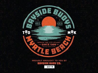 Bayside Buoys Badge badge beach branding grit grunge illustration logo sun typography