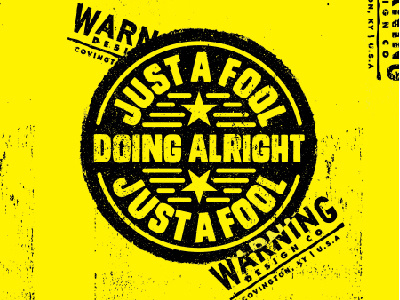 Just A Fool badge branding grit grunge illustration logo typography