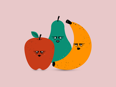 Fruitiful apple banana brush dark faces food fruits gradient illustration illustrator pear texture