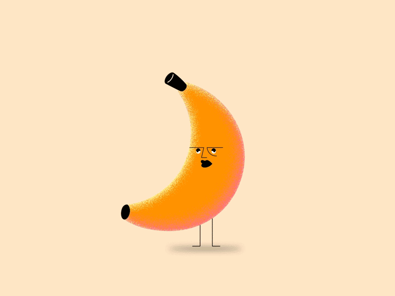 Banana animation banana charachter face fruit funny grain grumpy jump jumping loop movement squeeze yellow