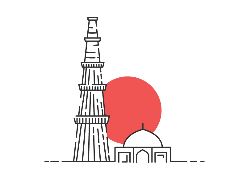 Qutb minar is a minaret and victory tower Vector Image