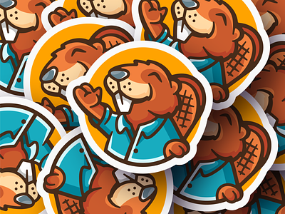 Sticker Beaver beaver branding canada character design illustration leaf logo logotype maple mapleleaf mark mascot sticker typo