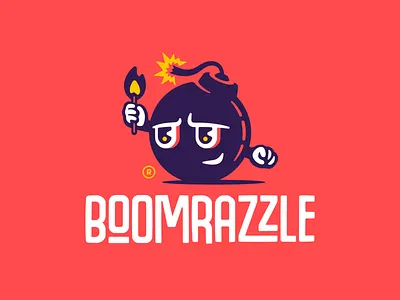 Boomrazzle bomb boom branding character design fire flame illustration logo logodesign logotype mark mascot matches type typface wordmark