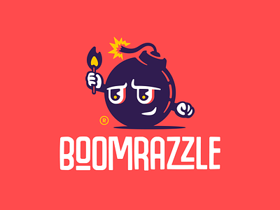 Boomrazzle bomb boom branding character design fire flame illustration logo logodesign logotype mark mascot matches type typface wordmark
