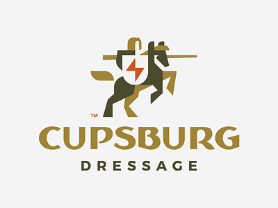 Cupsburg branding design dressage geometric horse illustration knight logo logotype mark minimal negativespace pattern rider