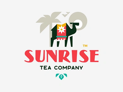 Sunrise Tea animal branding camel colorful desert design illustration leaf leaves logo logotype mark moroccan palm sun sunrise tea typo typography