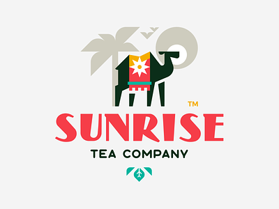 Sunrise Tea animal branding camel colorful desert design illustration leaf leaves logo logotype mark moroccan palm sun sunrise tea typo typography