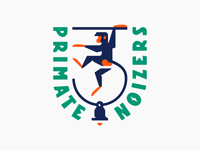 Primate Noizers anima badge bell brandding design illustration lettering logo logotype mark monkey nature noize primate tail typo typography