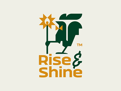 Rise-n-Shine bowtie branding chicken design flat illustration logo logotype mark matches matchstick rise rooster shine sun sunshine typo