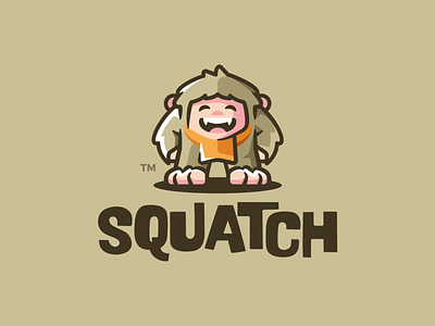 Squatch apparel bigfoot branding design illustration logo logotype mark monster sasquatch scarf smile squatch vector