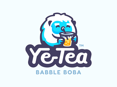 Ye-Tea boba branding bubble colorful cup design illustration logo logotype mark monster tea typo typography yeti