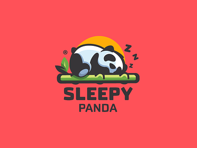 Sleepy Panda animal bamboo branding colorful cute design illustration logo logotype mark panda sleeping