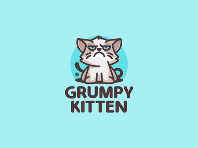 Grumpy Kitten animal branding cat cute design funny grumpy illustration kitten logo logotype mark