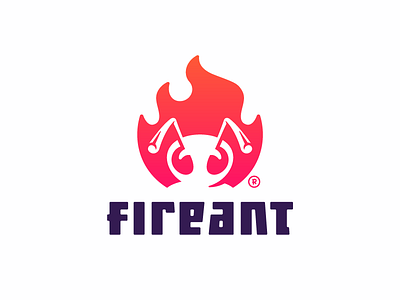 FiteAnt ant branding design fire flame logo logotype mark mascot negative space strong